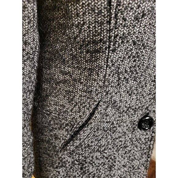 d.e.t.a.i.l.s. INTL Womens Pea Coat Medium Lined Hooded Button Up Black White - Picture 3 of 9